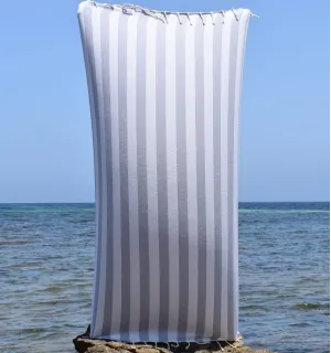Fouta Alaska gris - Serviette Jacquard 100x200 cm en Coton - Serviette de plage - Serviette absorbante - Fouta à rayures