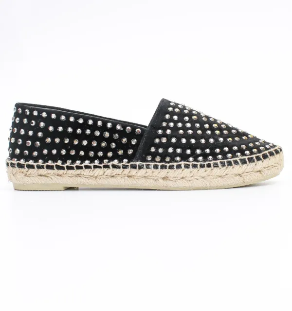 Espadrilles femme noires à clous - Espadrilles femme - Espadrilles - Espadrilles noires