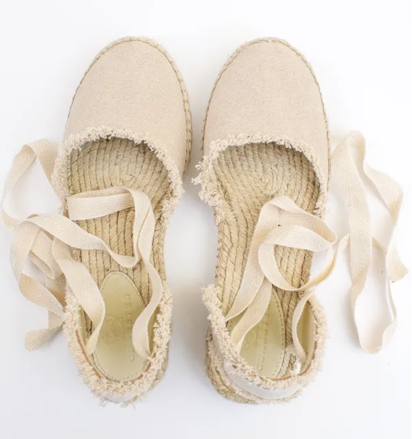 Espadrilles beiges à rubans - Espadrilles - Espadrilles femme