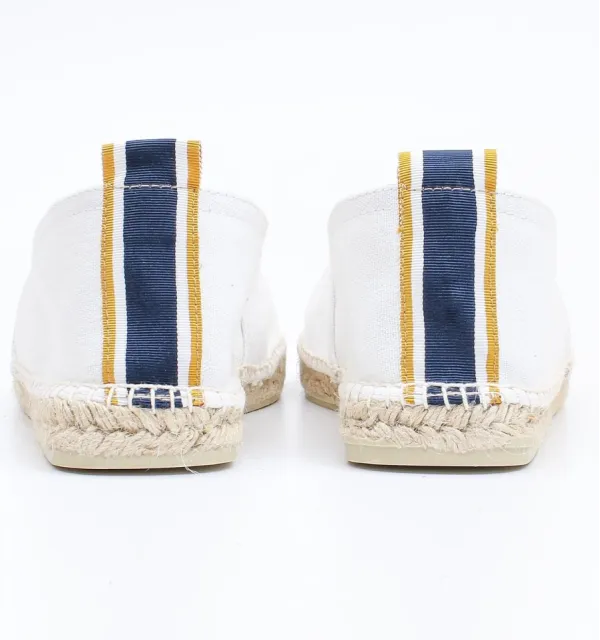 Espadrilles blanches avec bande bleu marine et jaune - Espadrilles blanches - Espadrilles homme - Espadrilles