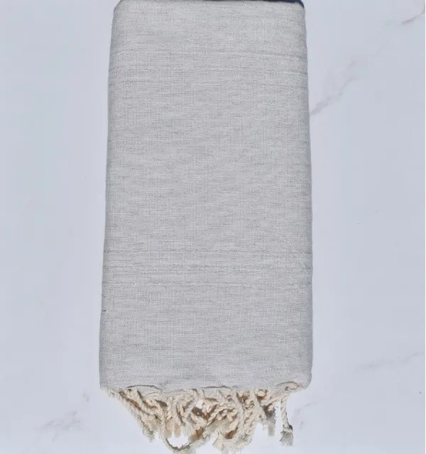Jeté de lit unie gris clair - FOUTA TUNISIA