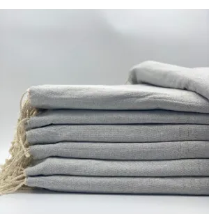 Jeté de lit unie gris clair - FOUTA TUNISIA 2