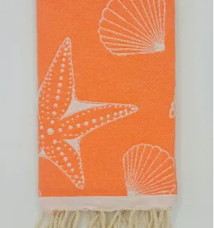 Fouta Fidji orange - Fouta jacquard - Fouta en coton - Serviette de plage