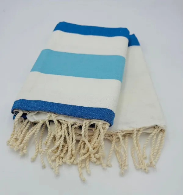 Fouta Monte Carlo Bleu - Fouta à rayures - Serviette de plage