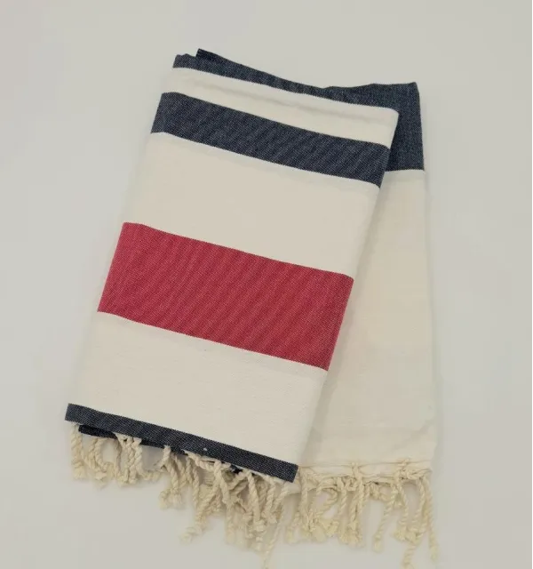 Fouta Monte Carlo bleu nuit - Fouta à rayures - Serviette de plage