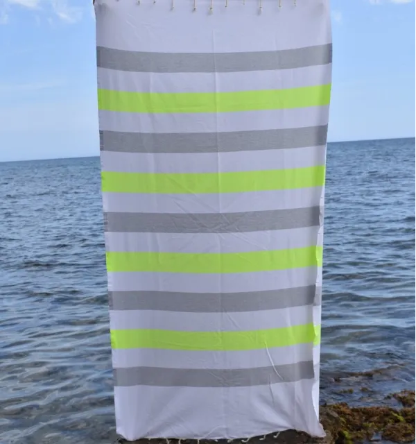 Fouta Monte Carlo gris clair - Fouta à rayures - Serviette de plage