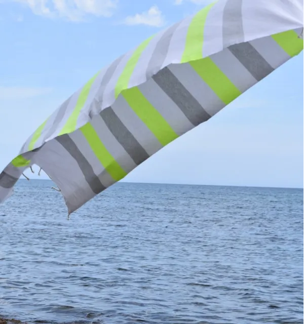 Fouta Monte Carlo gris clair - Fouta à rayures - Serviette de plage