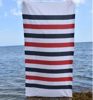 Fouta Monte Carlo bleu nuit - Fouta à rayures - Serviette de plage