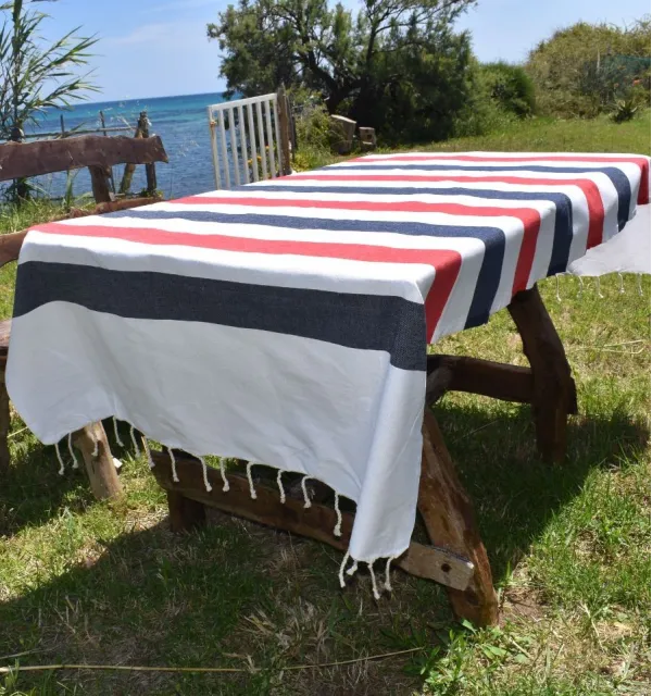 Fouta Monte Carlo bleu nuit - Fouta à rayures - Serviette de plage