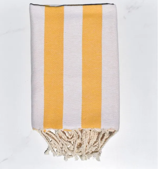 Fouta Alaska jaune foncé - Serviette Jacquard 100x200 cm en Coton - Fouta jacquard - Serviette de plage - Serviette absorbante