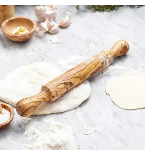 Rouleau à pâtisserie avec poignée en bois d'olivier  - 1 2