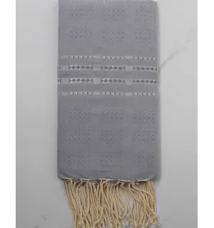 Fouta thalasso bleu horizon avec motifs gris