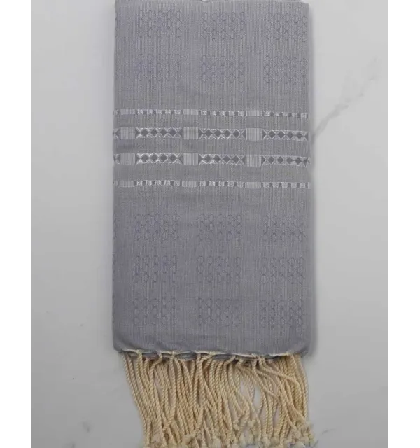 Fouta thalasso bleu horizon avec motifs gris 