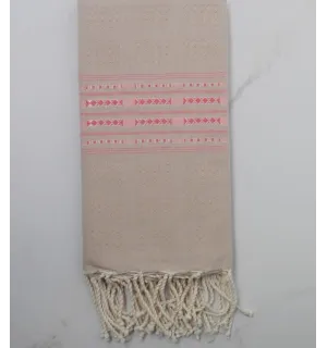 Fouta thalasso beige et rose