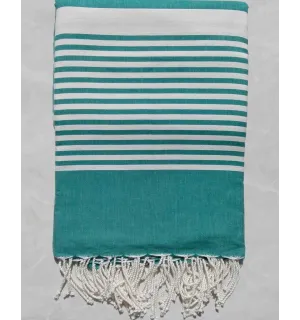 Jeté vert malachite rayée blanc 