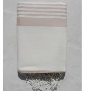 Jeté blanc crème rayée beige 