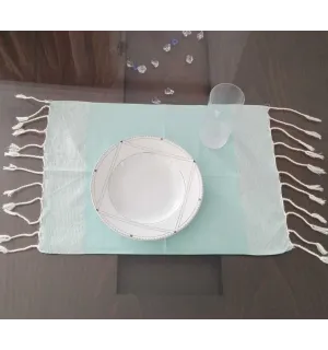 Mini fouta turquoise au fil lurex argenté 