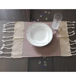 Mini fouta taupe au fil lurex doré 