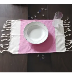 Mini fouta blanc crème et rose 