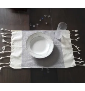 Mini fouta blanc crème et gris 2