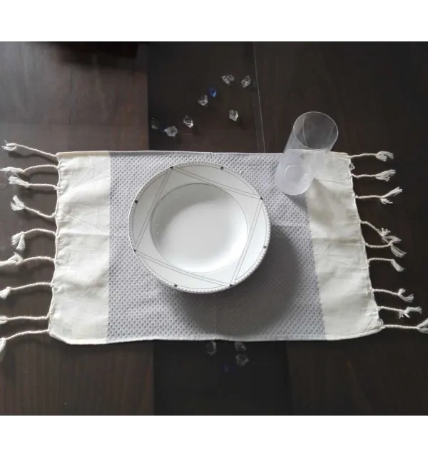 Mini fouta blanc crème et gris 