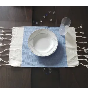 Mini fouta blanc crème et bleu 