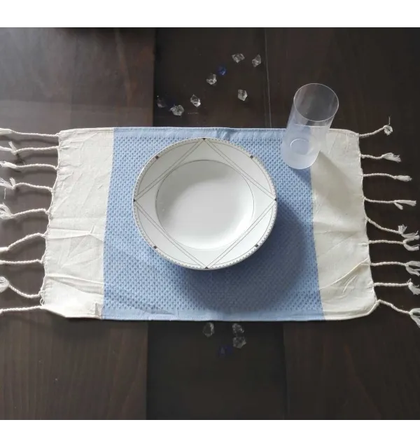 Mini fouta blanc crème et bleu 