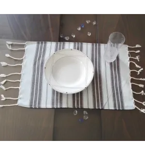 Mini fouta bleu ciel et gris 