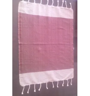 Mini fouta acajou rayée blanc 