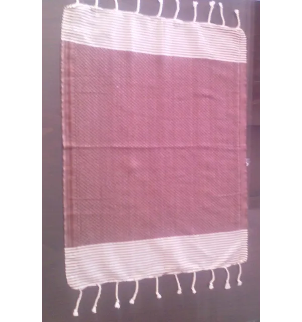 Mini fouta acajou rayée blanc 