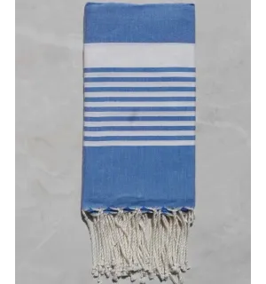 Fouta arthur bleu roi rayée blanc 