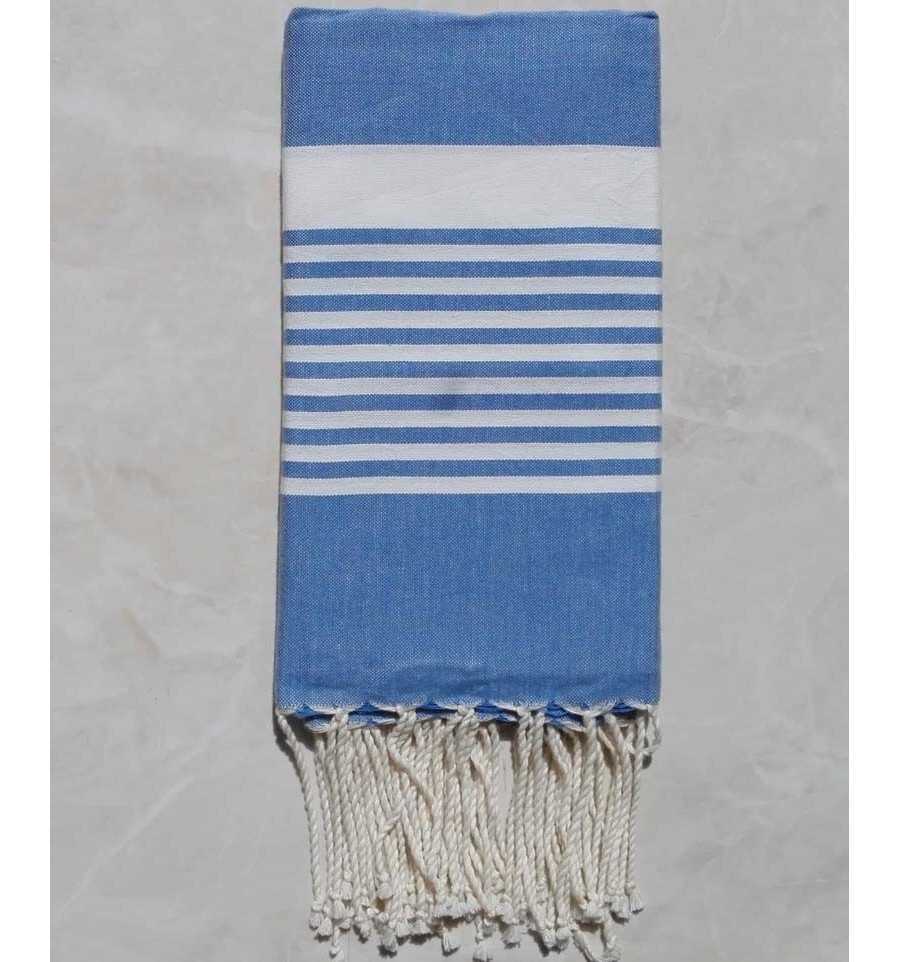 Fouta arthur bleu roi rayée blanc