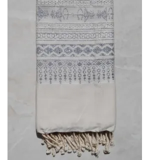 Fouta Khlela blanc crème 