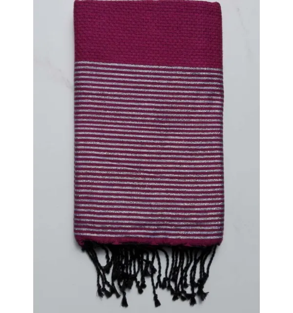 Fouta Lurex nid d'abeille mauve 