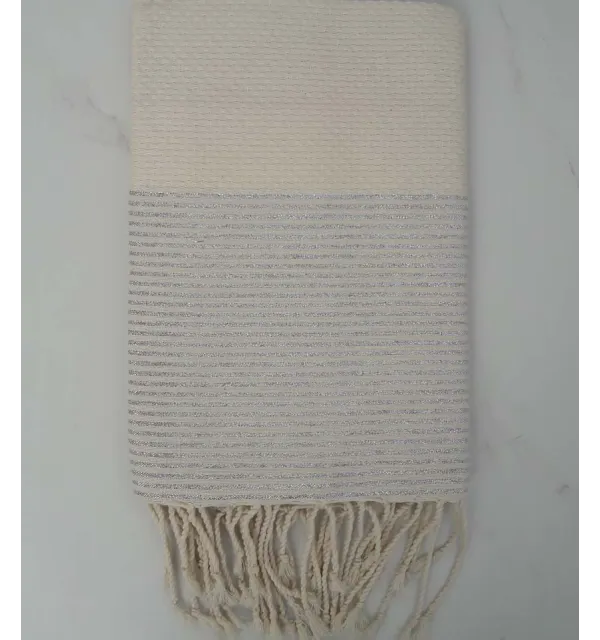 Fouta lurex blanc crème 