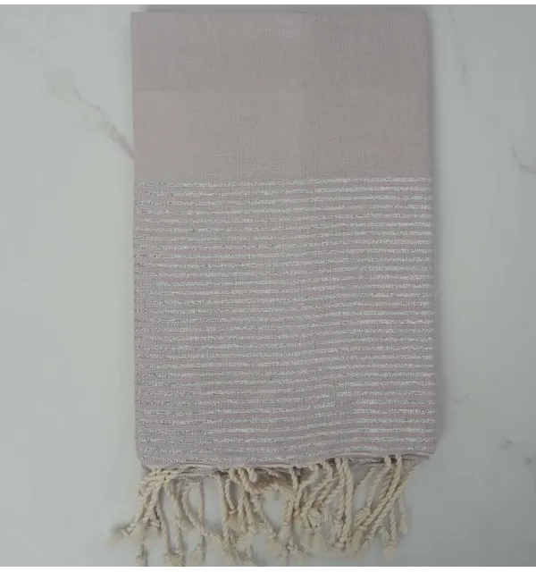 Fouta Lurex plate rose pale 