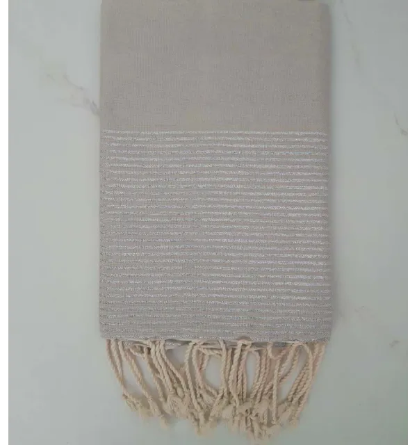 Fouta Lurex plate gris perle 