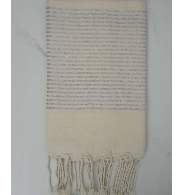 Fouta Lurex plate blanc cassé 