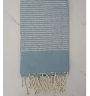 Fouta plate bleu clair avec lurex 