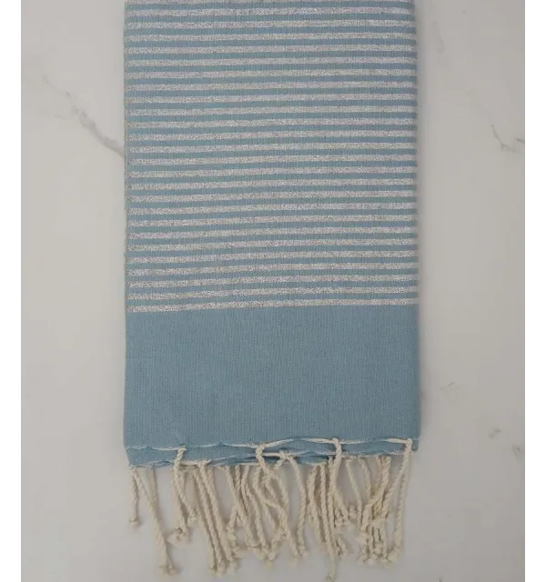 Fouta plate bleu clair avec lurex 