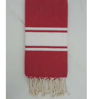 Fouta lurex rouge carmin bande blanche 