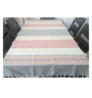 Fouta Plate jaune clair et gris avec rayures 2