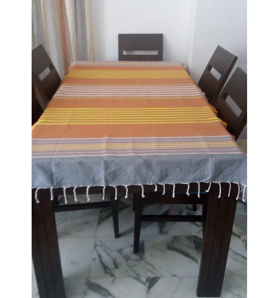 Fouta Plate aubrun et gris avec rayures 