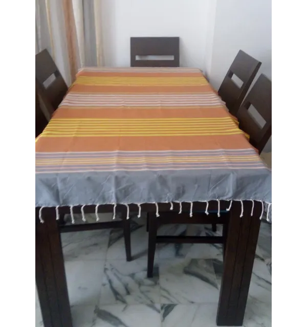 Fouta Plate aubrun et gris avec rayures 