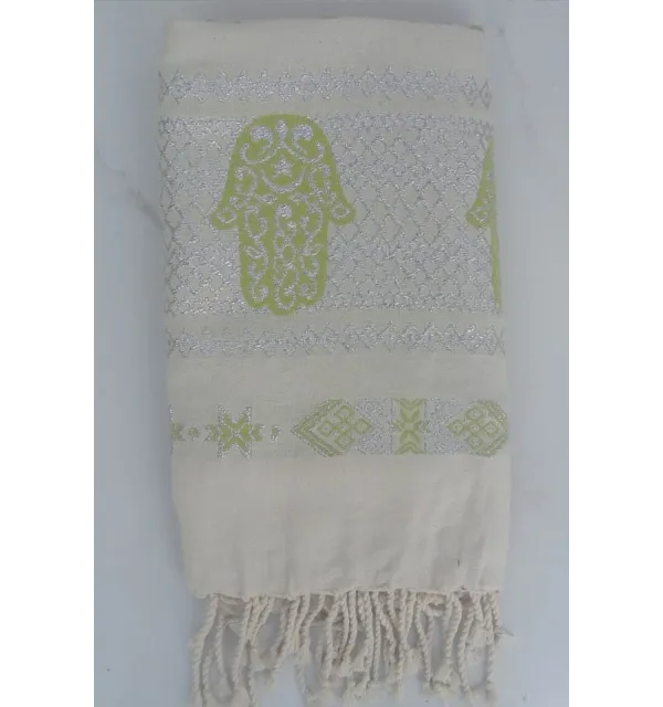Fouta Khomsa jaune chartreuse 
