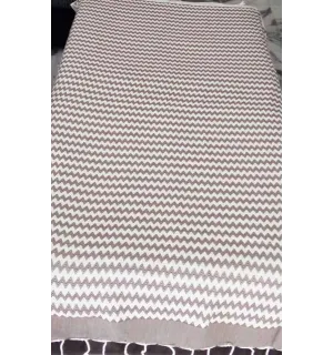 Fouta zigzag blanc crème et marron Fouta Tunisia - 2 2