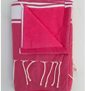 fouta éponge rose