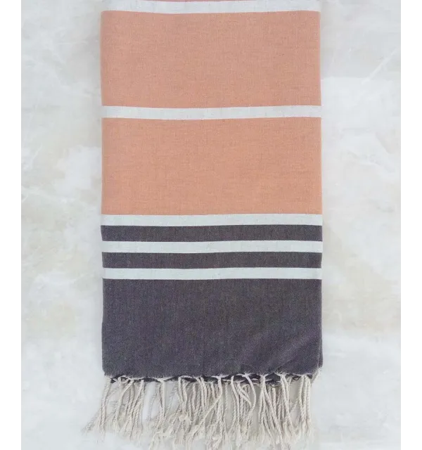 Jeté gris anthracite et ocre rouge 