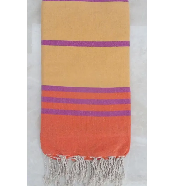 Jeté orange, jaune et mauve 