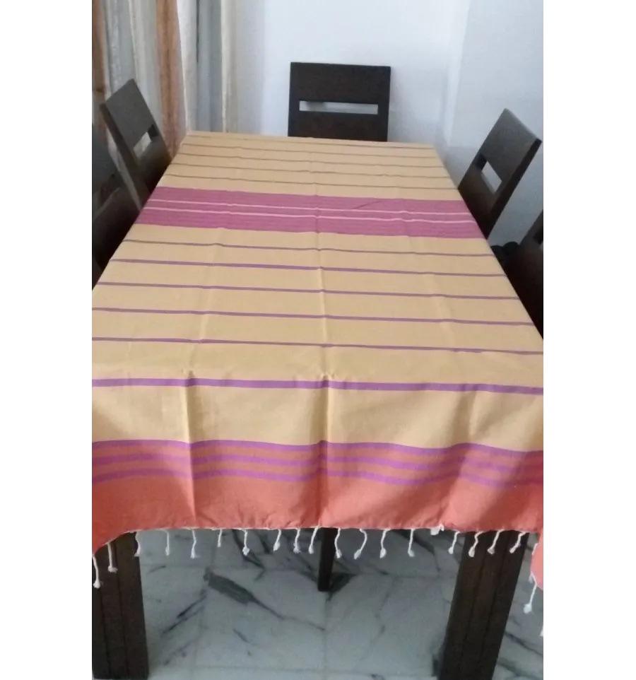 Jeté orange, jaune et mauve 